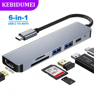 6 في 1 USB C محاور نوع C 3.0 محول إلى 4K HDMI SD TF بطاقة PD شحن سريع الفاصل USB محطات الإرساء محور للكمبيوتر ماك بوك