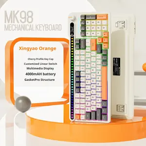 كيبورد ألعاب ميكانيكي لاسلكي MK98 ثلاثي الاتصال – شاشة LED وRGB قابلة للتخصيص